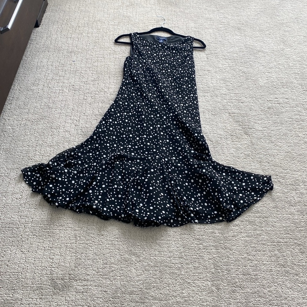 Chaps Classic Black Polka Dot Dress size 8